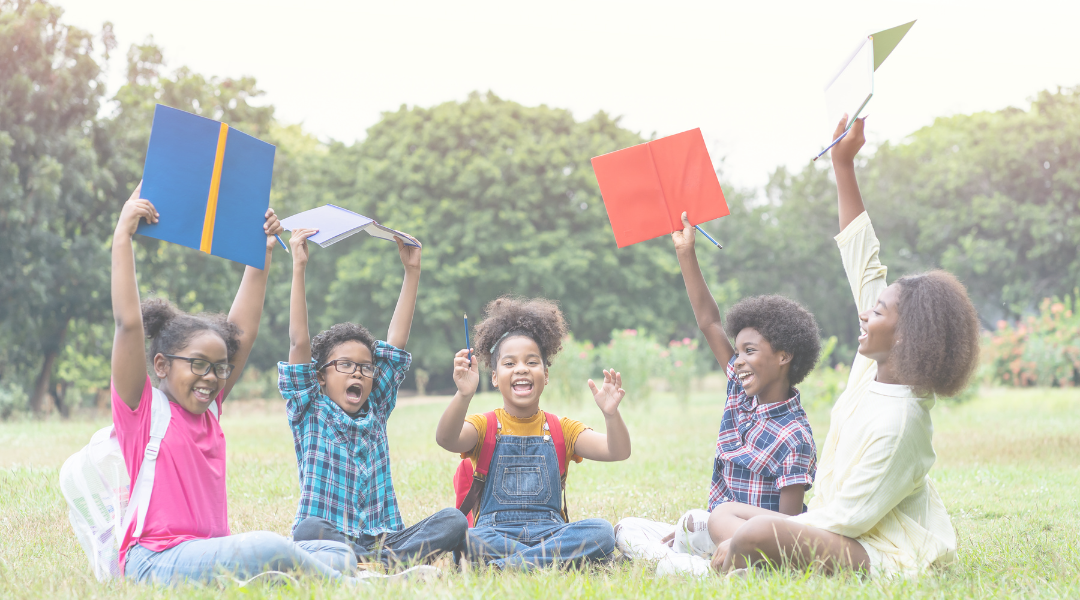 Kids having a good time studying